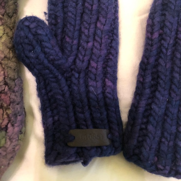 M0851 wool hunters cap & mittens, 100% wool, handmade, size Small ,multicolour - Picture 5 of 7